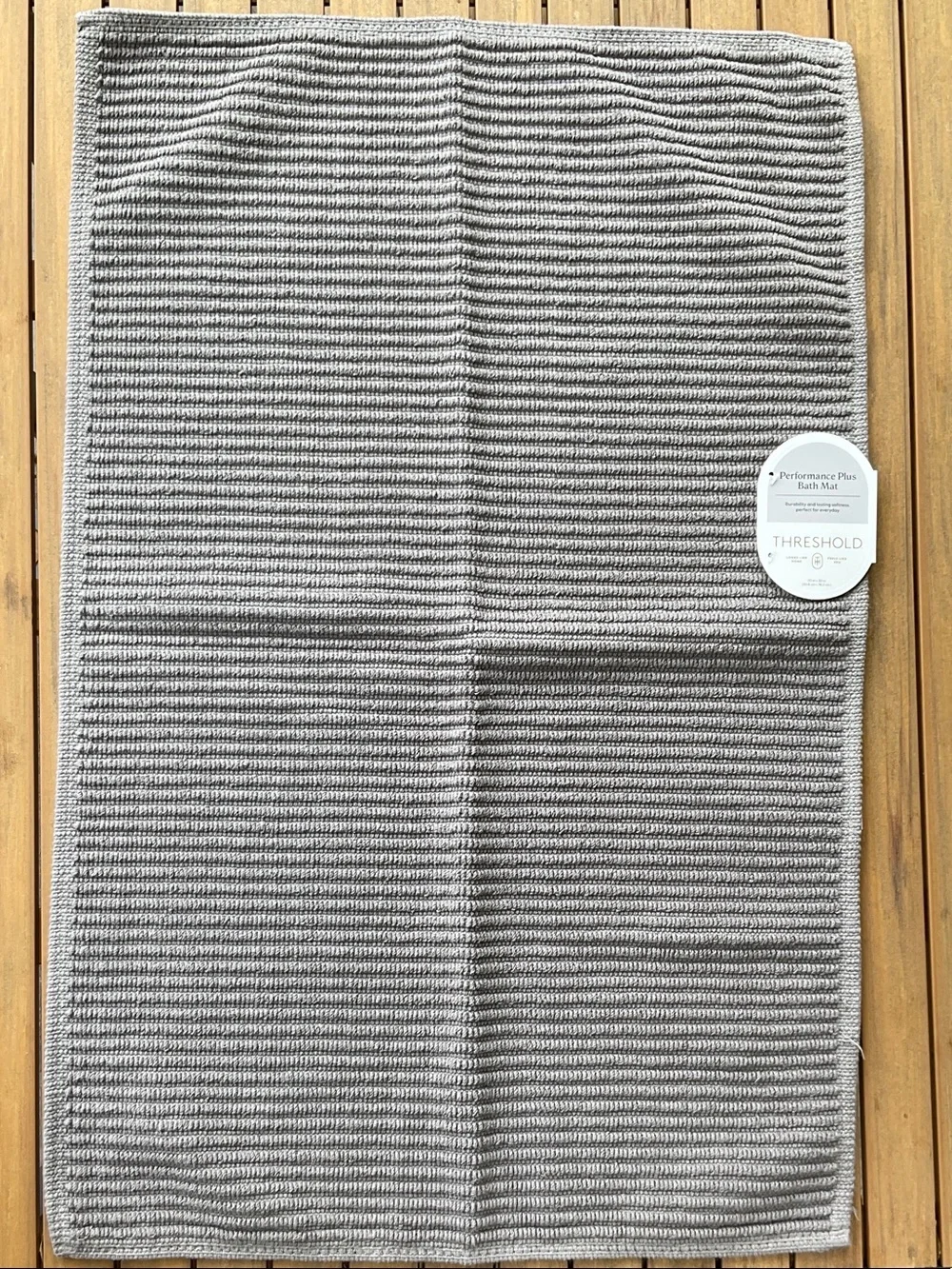 Threshold Gray Ribbed Bath Mat -20X30 inch, NWT